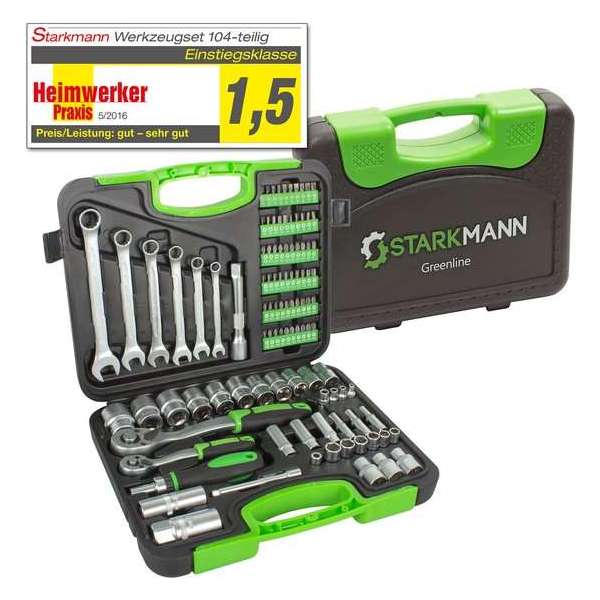 STARKMANN Premium Greenline Tools 104 delige Doppenset, bits, torx, inbus