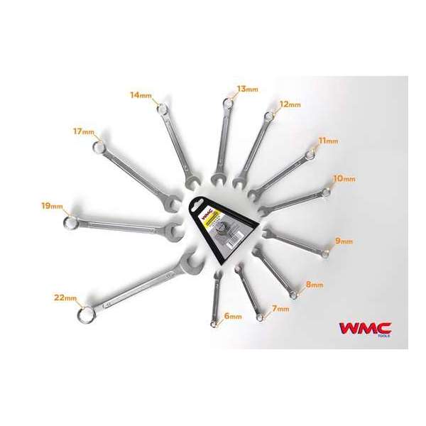 WMC ratelsleutel combinatie sleutelset  12 STUKS (6,7,8,9,10,11,12,13,14,17,19,22 mm)