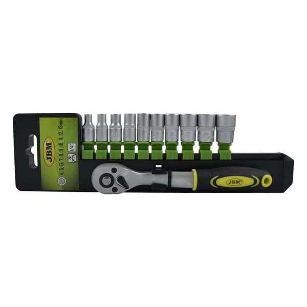 JBM Tools | 1/4" 72-tanden ratel met hex. doppen