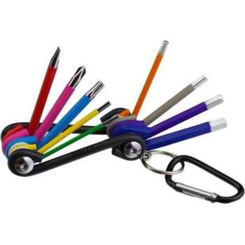 Inbus | Inbussleutel | Set | Carabiner | 9-delig | Multi colour | Hex | L-vormig