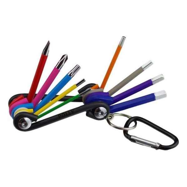 Inbus | Inbussleutel | Set | Carabiner | 9-delig | Multi colour | Hex | L-vormig