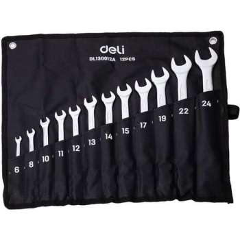 Combinatiesleutelsets 12-delig - met etui - Deli Tools EDL130012A