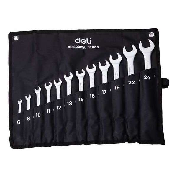 Combinatiesleutelsets 12-delig - met etui - Deli Tools EDL130012A