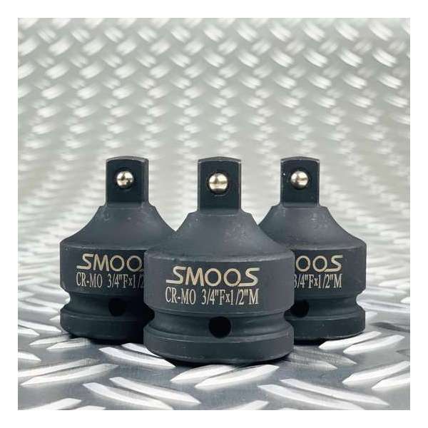 Smoos® Kracht verloopdop van 3/4 naar 1/2 - 3 stuks - Zwart