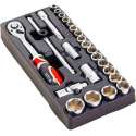 Yato Doppenset opname 1/2`` - 24-delig - 38x17x4 cm - Verlengstuk 127 mm - T-greep opname 1/2" 255 mm