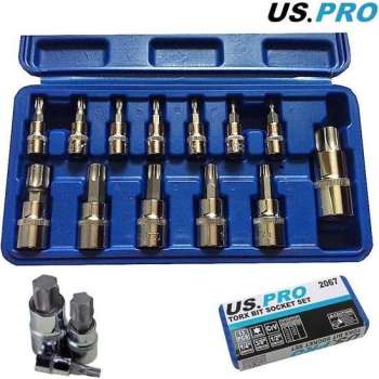 Torx doppenset 1/4", 3/8" en 1/2" 13-delig