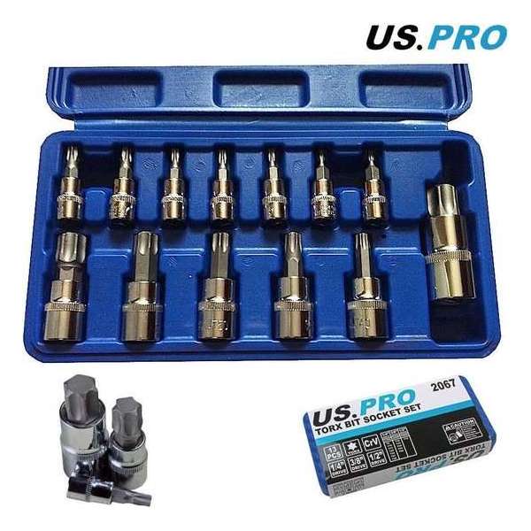 Torx doppenset 1/4", 3/8" en 1/2" 13-delig