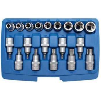 Torx doppenset in- uitwendig E-Profil / T-Profil (1/2") 19 delig BGS 5100