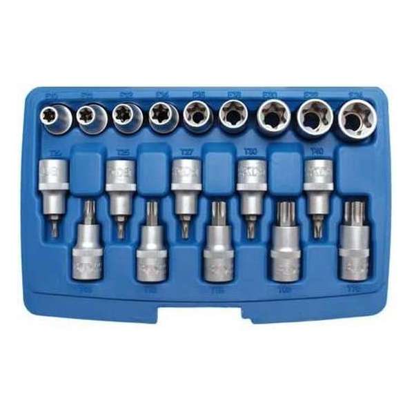 Torx doppenset in- uitwendig E-Profil / T-Profil (1/2") 19 delig BGS 5100