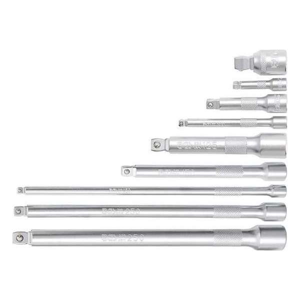 Verlengstukken set - Verlengstuk dopsleutel - 9 delig 1/4" - 3/8" - 1/2" BGS 2253