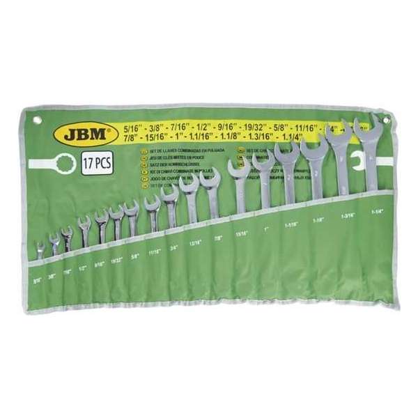 JBM Tools | Steek/Ringsleutel set | 17-Delig INCH combi moersleutels|