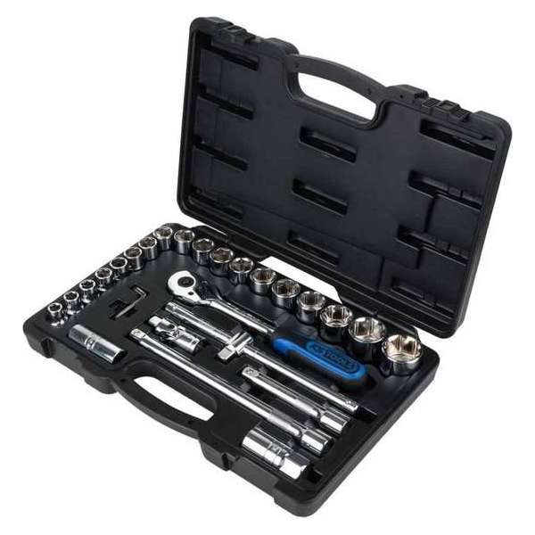 KS Tools CHROMEplus ratelsleutel-. doppen- en bit set 28-dlg 918.0728