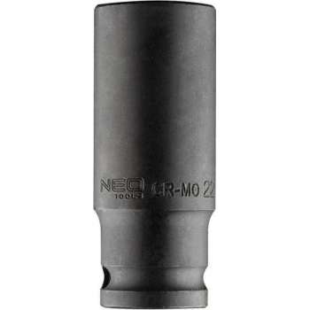 Neo Tools Krachtdop 22mm 1/2 Aansluiting Lang CrMo Staal 83mm Hoog DIN 3129 TUV M+T