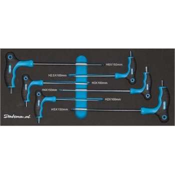 Datona® 6-delige inbussleutel set in Plus softmodule - T greep - Hoogwaardig Staal - Blauw - Zwart