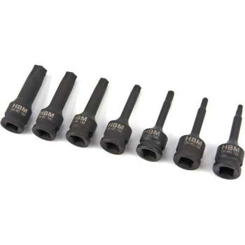 7 Delige Lange Torx Krachtdoppenset met 3/8" Opname