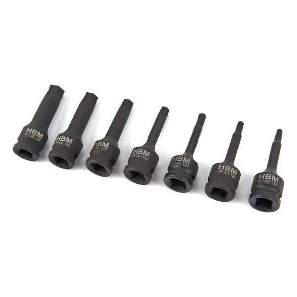 7 Delige Lange Torx Krachtdoppenset met 3/8" Opname