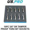 Torx doppenset met boring 3/8" in foam inlay 10-delig