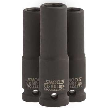 Smoos® Lange krachtdop 6 mm 3/8 opname - 3 stuks