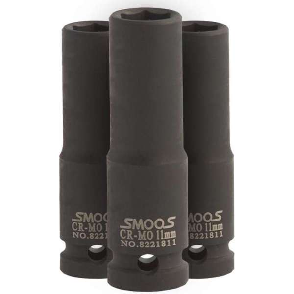 Smoos® Lange krachtdop 6 mm 3/8 opname - 3 stuks