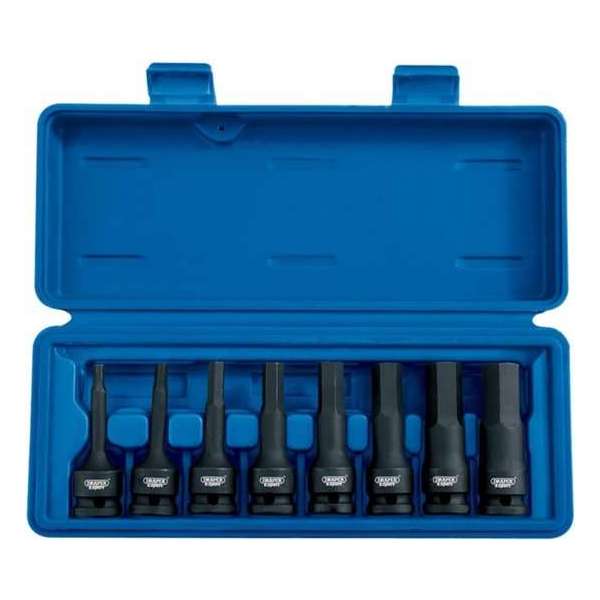 Draper 1/2 "Sq. Dr. Impact Hexagonal Socket Bit Set (8 Stuk)