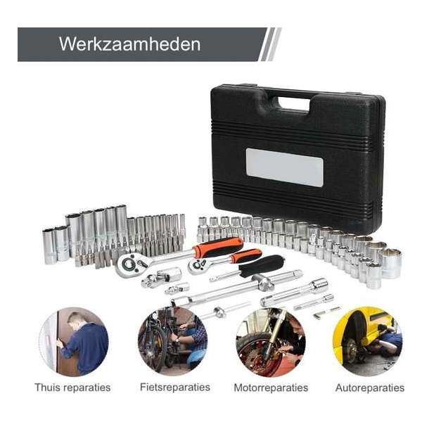 Tools PRO dopsleutelset - 108 onderdelen - voor autoreparaties caravan vakantie vaderdag