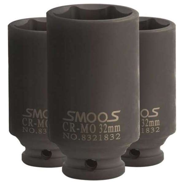 Smoos® Diepe krachtdop 27 mm 1/2 opname - 3 stuks - Zwart