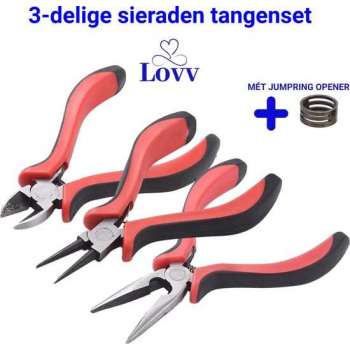 Tangenset - Hobbytangen- Om Sieraden Te Maken- 3 Delig - Inclusief Jump Ring Opener- Met Fijne Grip - Lovv®