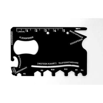 Toolcard multitool met 16 functies, in zwart etui, creditcard formaat