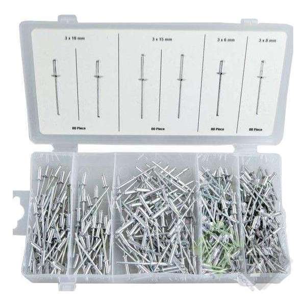 Popnagel set, 320 delig, 3x6, 3x8, 3x10, 3x15mm