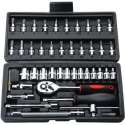 Gereedschap set  | 46 delig | Doppen set| Bit set | Bit adapter | Ratel |  Hex | Platkop | Kruiskop | Schroevendraaier