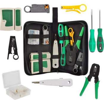 Netwerkkabel toolkit | Krimptang | LSA tang | Striptang | RJ11 | RJ12 | RJ45 | Etui | Allteq