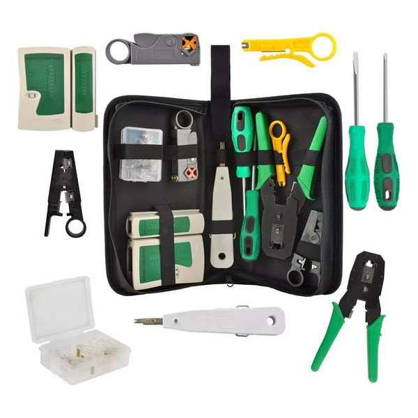 Netwerkkabel toolkit | Krimptang | LSA tang | Striptang | RJ11 | RJ12 | RJ45 | Etui | Allteq