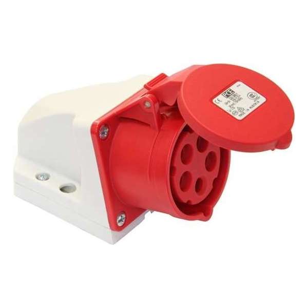 WandContactdoos CEE 400V opbouw 16A 4P+A IP44 rood