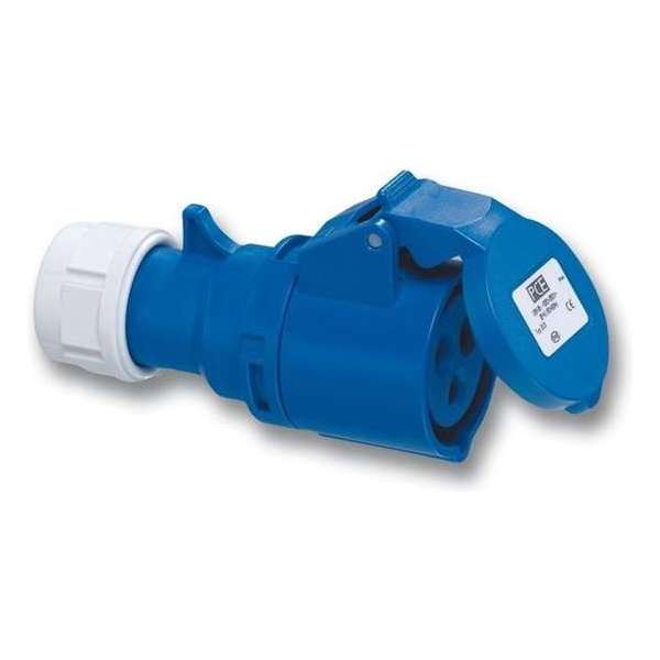 Contrastekker CEE 230V 16A 2P+A IP44 blauw