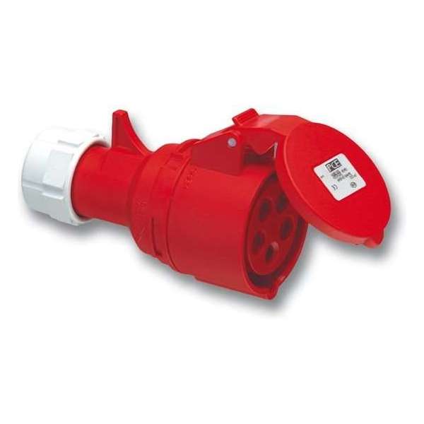 Contrastekker CEE 400V 16A 4P+A IP44 560-60HZ rood