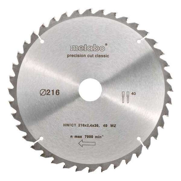 Metabo Cirkelzaagblad HW/CT 216x30mm 40 tands WZ