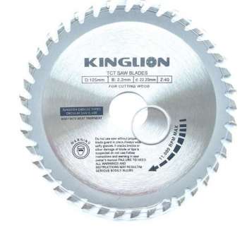 KINGLION zaagblad - Zaagblad hout - 125 x 22,23 mm - Haakse slijper - 40 tanden - hardmetalen - Incl. reductiering 19,8mm