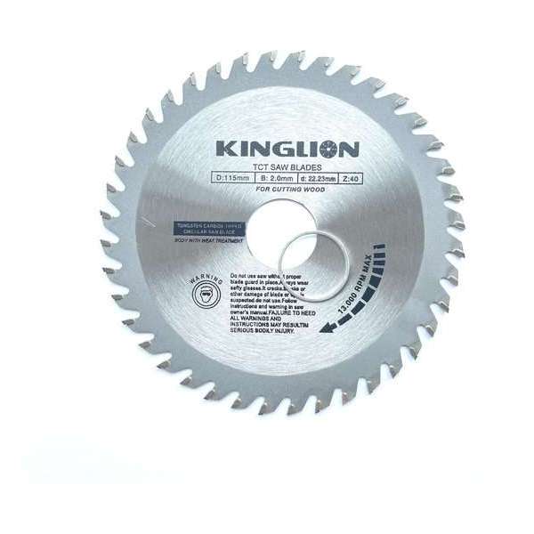 KINGLION zaagblad - Zaagblad hout - 115 x 22,23 mm - Haakse slijper - 40 tanden - hardmetalen - Incl. reductiering 19,8mm