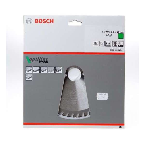 Bosch Cirkelzaagblad Optiline Wood 190 x 30 x 2,6 mm - 48 tanden