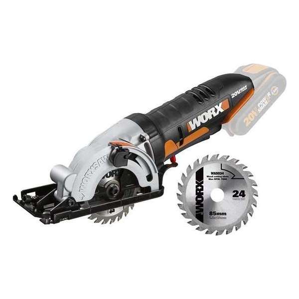 WORX WX527.9 accu cirkelzaag Worxsaw 20V solo hout metaal keramiek kunststof