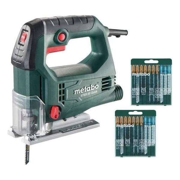 Metabo STEB 65 QUICK SET Decoupeerzaag incl. 20 zaagbladen in koffer - 450W - D-greep - variabel