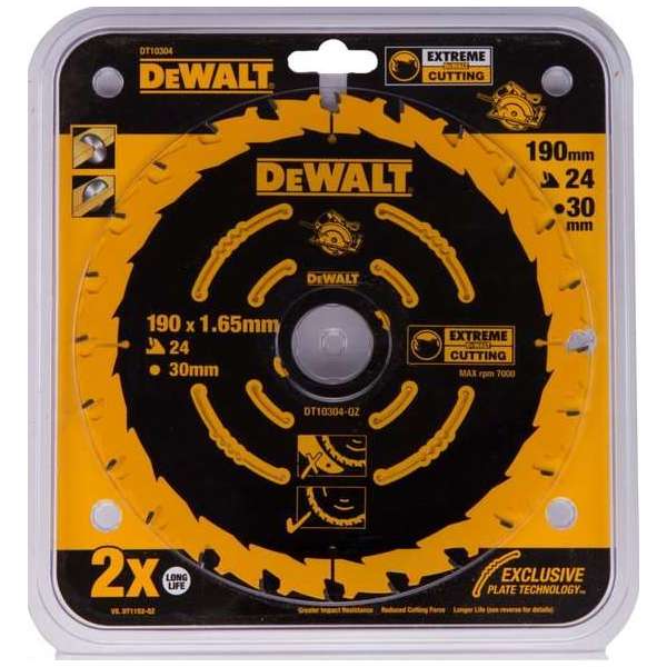 DeWalt DT10304 Extreme Cirkelzaagblad - 190 x 30 x 24T - Hout (Met nagels)