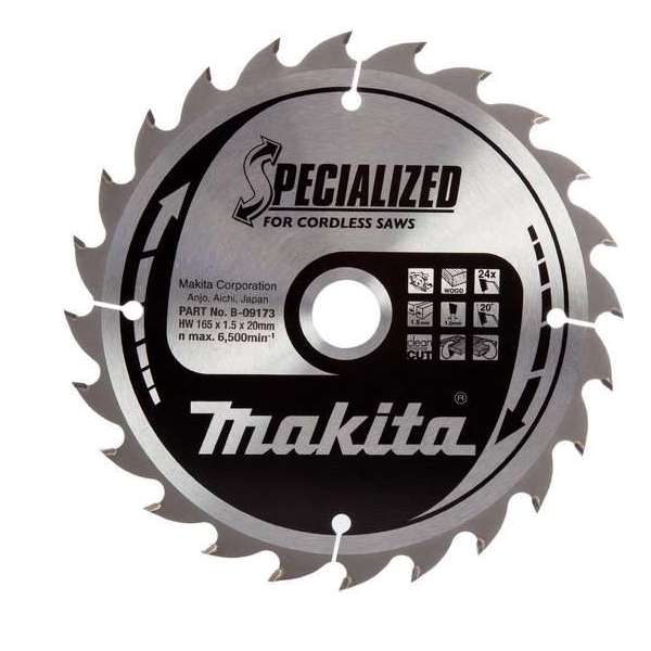 Makita B-09173 Specialized Cirkelzaagblad - 165 x 20 x 24T - Hout