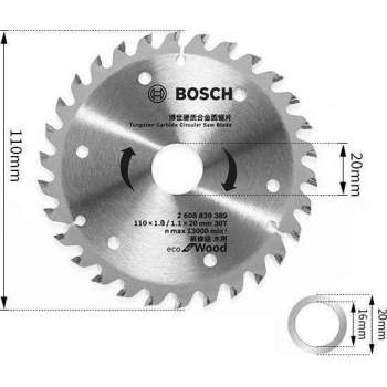 Bosch 110x1.8 / 1.1x20 mm 30T Cirkelzaagblad Hout