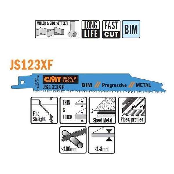 Bi-metaal reciprozaagblad 150 x 0,9 mm. 8-14tpi  (5 stuks)