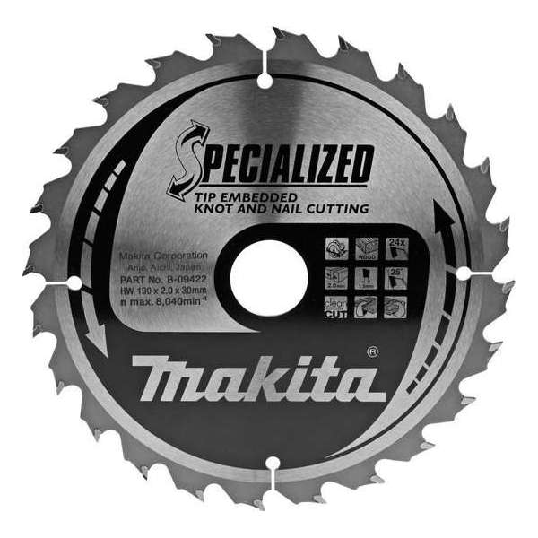 Makita B-09422 Zaagb TipE 190x30x2,0 24T 23g