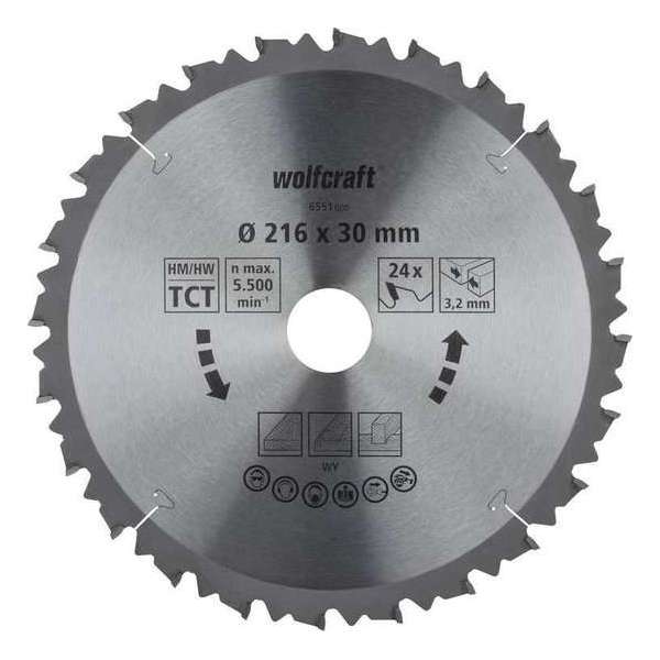 Wolfcraft HM-zaagblad 216 x 30 x 3,2 mm