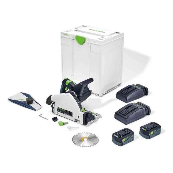 Festool TSC 55 KEBI-Plus/XL 18V Li-Ion accu invalcirkelzaag set (2x 5,2Ah) in systainer - 160mm