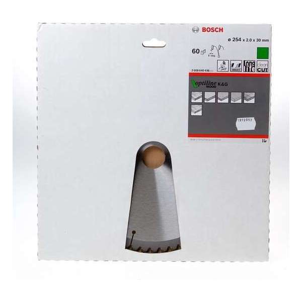 Bosch Cirkelzaagblad Optiline Wood 254 x 30 x 2,0 mm - 60 tanden