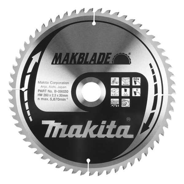 Makita B-09070 Makblade Cirkelzaagblad - 260 x 30 x 80T - Hout / MDF / Laminaat